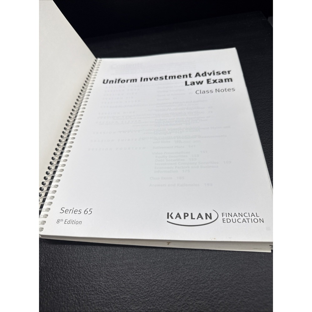 Kaplan Uniform Investment Adviser Law Exam Series 65 Study Guide 8th Ed - Picture 2 of 5